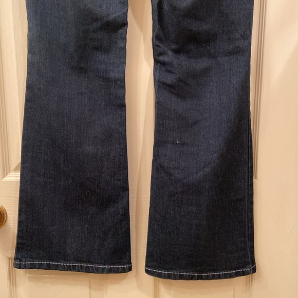 Exclusive Denim 17/21 Dark Blue Jeans Fantastic White Stitching Boot Cut WM SZ 8 - Picture 10 of 14